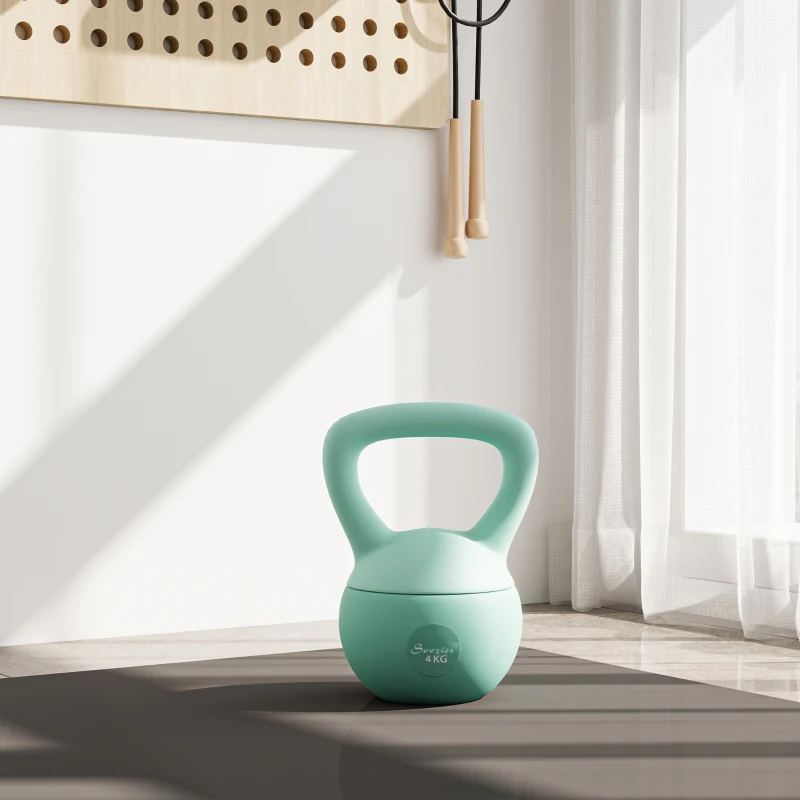 Soozier 9 lb Soft Kettlebell, Sand Filled Weight w/ Grip Handle, Kettlebell Weight for Full Body Workout, Green