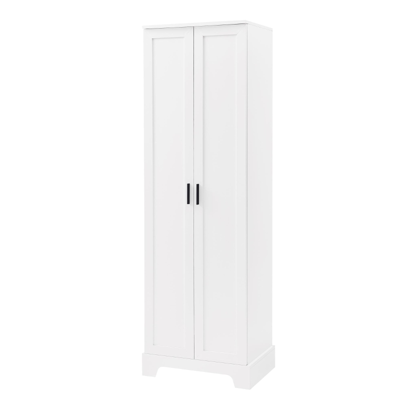 Multi-functional Storage Cabinet with Adjustable and Fixed Shelves, Tall Organizer Cabinet for Bathroom and Office, 23.5'' L x 17'' W x 71'' H, White