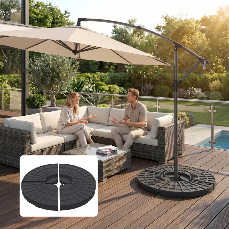 Outsunny Set of 4 Umbrella Base Weights Outdoor Parasol Holder for Cross Base Portable