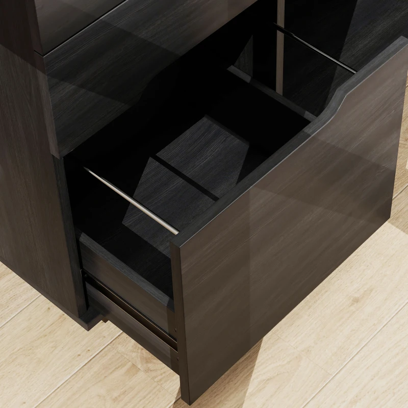 HOMCOM Filing Cabinet with File Drawer File Cabinet with Adjustable Shelf and 3 Drawers Black