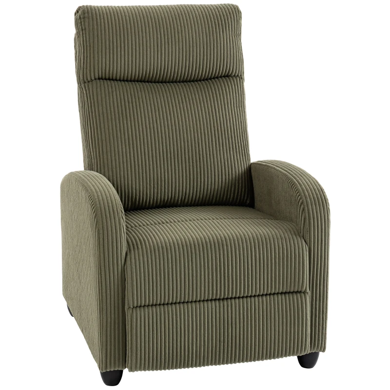 HOMCOM Fabric Recliner Chair Manual Home Theater Seating Single Reclining Sofa Chair with Padded Seat for Living Room