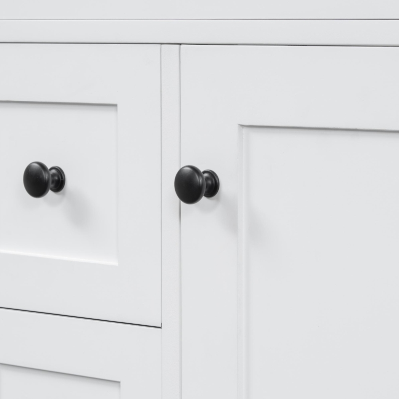 Sleek Bathroom Vanity with Tip-Out Top Drawer and 3 Pull-Out Drawers, Stylish Cabinet with Freestanding Design, 24" L x 18.5" W x 34" H, White