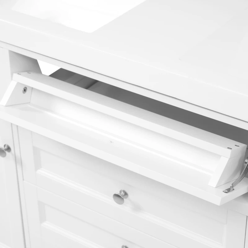 Bathroom Vanity Cabinet with Smooth-Glide Drawers, Freestanding Storage Cabinet with Adjustable Shelves, 58.5'' L x 19'' W x 32'' H, White