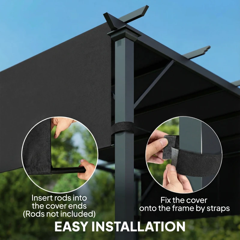 Outsunny 2 Pcs UV Protection Pergola Replacement Canopy, Pergola Shade Cover, Easy to Install, for 10' x 10' Pergola, Black