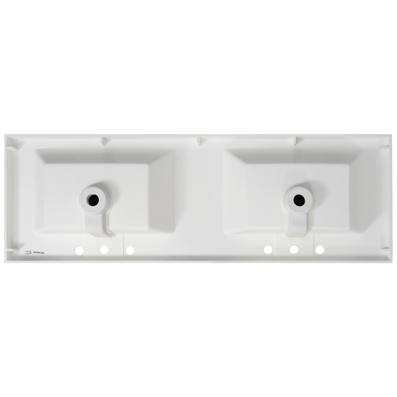 60-inch Resin Vanity Top with Undermount Rectangular Double Sinks, Undermount Sink Countertop with Built-In Overflow, 59'' L x 19.5'' W x 7'' H, White