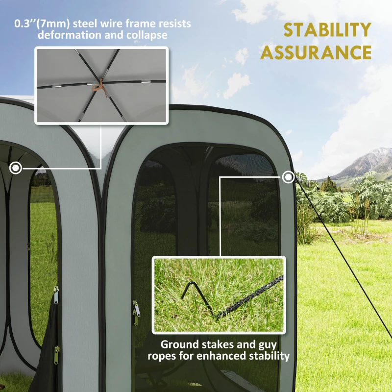 Outsunny 11 x 11ft Pop Up Screen Tent, UPF50+ Portable Camping Gazebo Screen House with Carry Bag, Light Grey