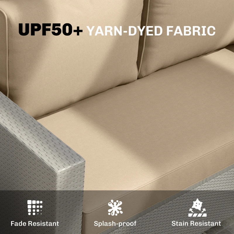 Outsunny 2 Seat Patio Furniture Cushions, 46x26x5 in, Thick Outdoor Loveseat Cushion Set with Removable Cover, Fade-Resistant Replacement Cushions for Outdoor Furniture, Couch, Bench, Swing, Beige