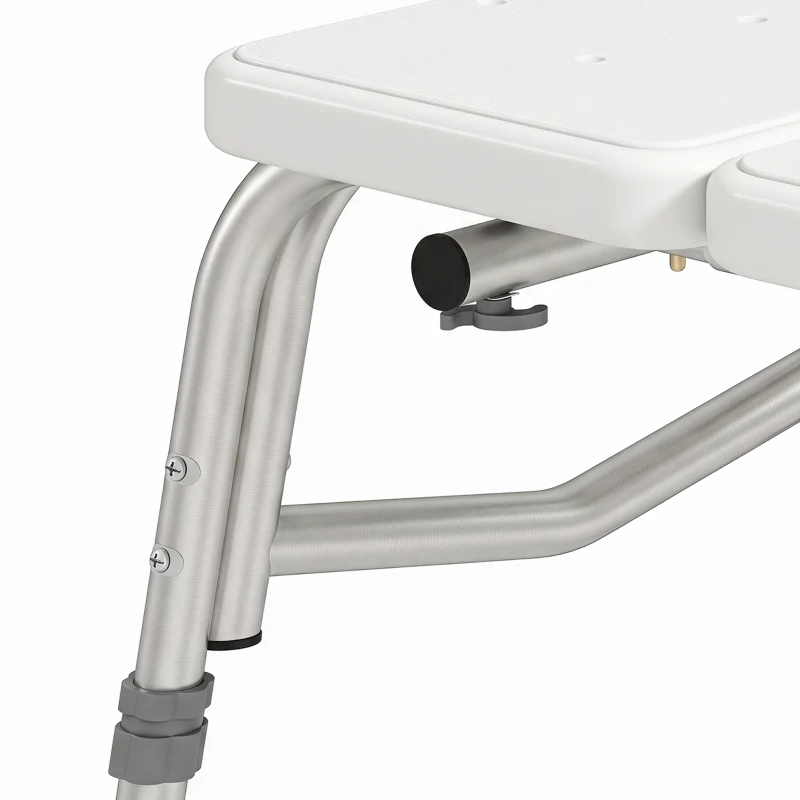HOMCOM Tub Transfer Bench with Arm and Back, Shower Chair with Slip-Resistant Feet, for Elderly and Disabled, White