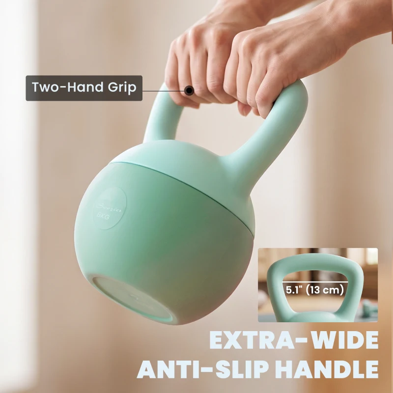 Soozier 18 lb Soft Kettlebell, Sand Filled Weight w/ Grip Handle, Kettlebell Weight for Full Body Workout, Green