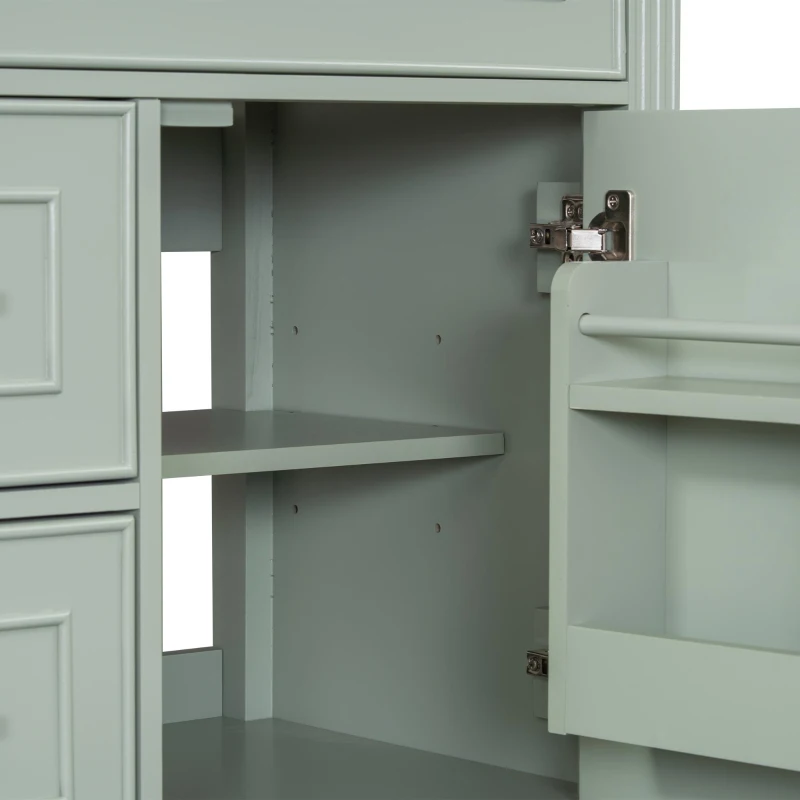 Spacious Vanity with Tip-Out Top Drawer and 2 Left-Side Drawers, Ideal Cabinet for Small-To-Medium Bathrooms, 30" L x 18.5" W x 33.5" H, Green