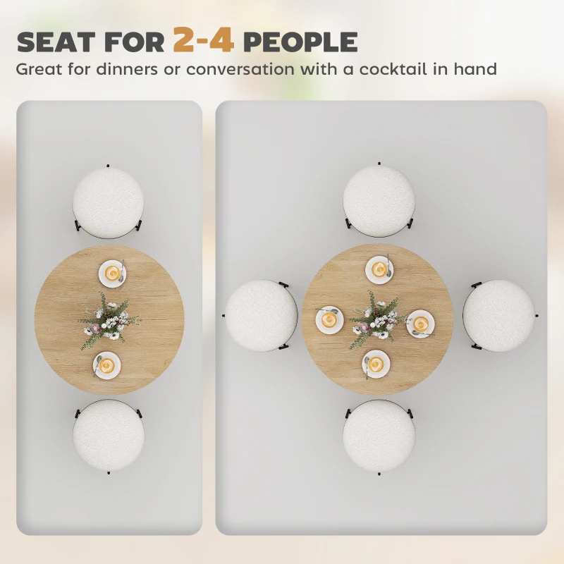 HOMCOM 31.5" Industrial Round Dining Table - White Oak