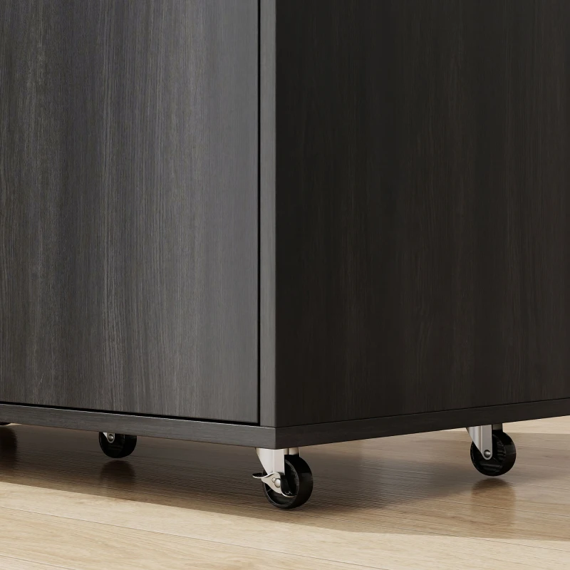 HOMCOM Filing Cabinet with File Drawer File Cabinet with Adjustable Shelf and 3 Drawers Black