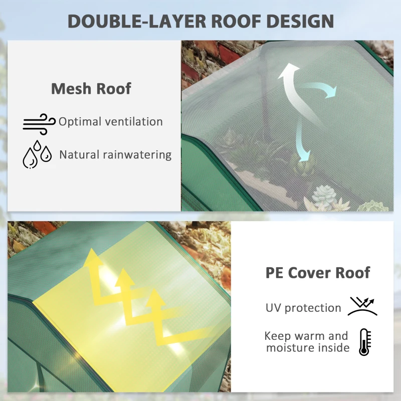 Outsunny Mini Greenhouse with Screen Roof, Portable Small Greenhouse with Roll-Up Zipper Door, 27.6" x 19.7" x 62.2", Green