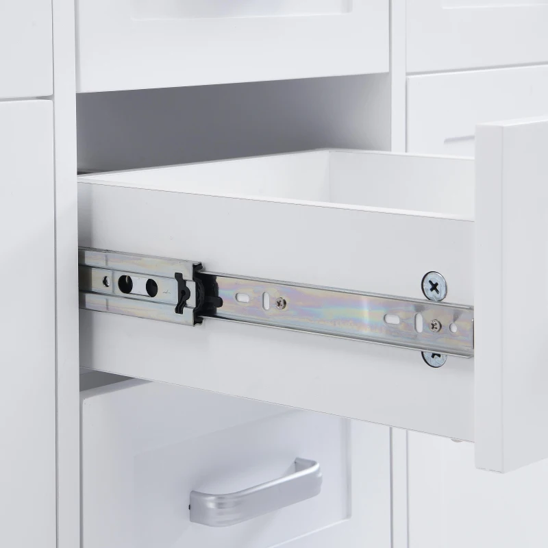 Double Sink Bathroom Vanity with Integrated Resin Sinks, 4-Drawer Storage Vanity for Modern Bathrooms, 59'' L x 19.5'' W x 33.5'' H, White
