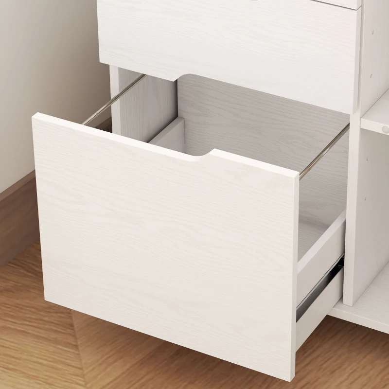 HOMCOM Filing Cabinet with File Drawer File Cabinet with Adjustable Shelf and 3 Drawers White