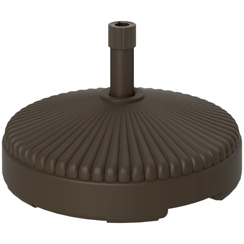 Outsunny Round Patio Umbrella Base Holder, Heavy Duty Outdoor Umbrella Stand Base, Filled Up to 62lbs with Sand or 51lbs with Water for Garden, Poolside, Brown