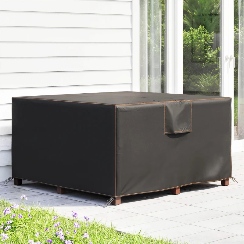 Outsunny Patio Furniture Cover, Waterproof 420D Heavy Duty Outdoor Furniture Cover with Air Vents, 55.1" x 55.1" x 28.1", Black