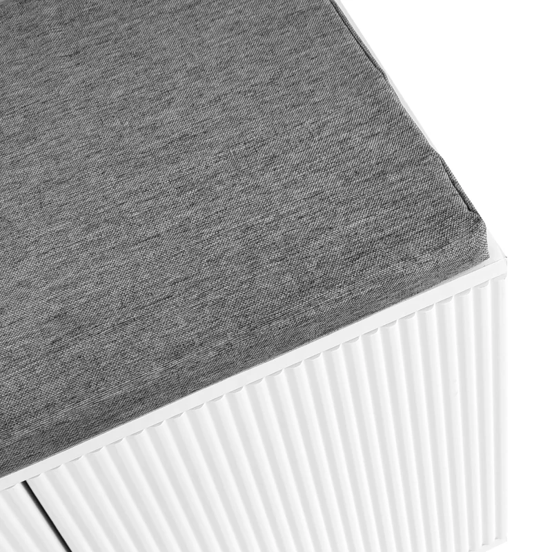 Coat Rack and Shoe Bench Set with Cushioned Seat and Adjustable Shelves, Entry Storage Unit with Wave-Panel Doors, 21.5'' L x 14'' W x 68.5'' H, White