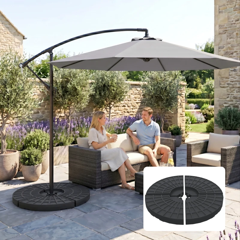 Outsunny Set of 4 Umbrella Base Weights Outdoor Parasol Holder for Cross Base Portable