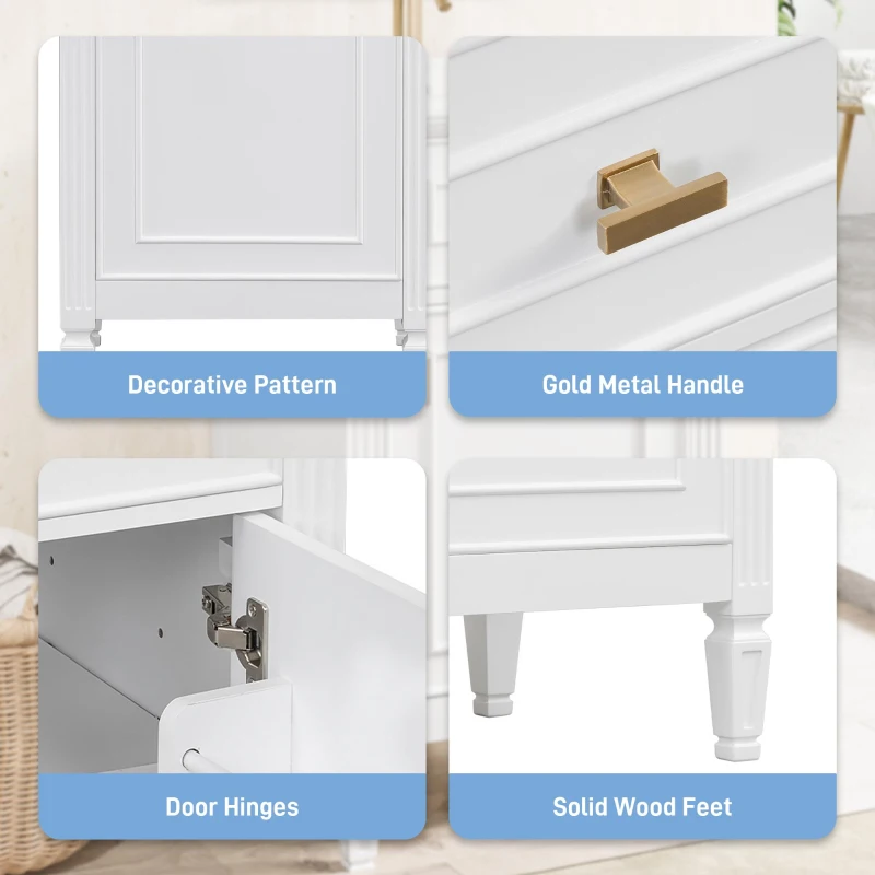 Functional Bathroom Vanity with Ceramic Sink and Tip-Out Top Drawer, Perfect Cabinet for Compact Bathrooms, 20" L x 18.5" W x 33.5" H, White