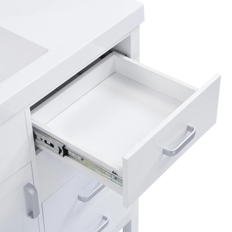 48" Bathroom Vanity with 2" Integrated Resin Sink, Multi- Drawer Vanity Cabinet with Removable Dividers and Door Racks, 47'' L x 19.5'' W x 33.5'' H, White