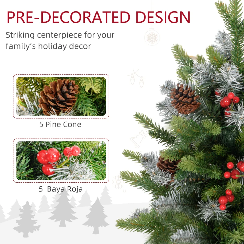 HOMCOM Set of 2 2ft Pre-Lit Artificial Christmas Trees with 20 Warm White Lights and 141 Tips, Burlap Base, Xmas Tree, Green