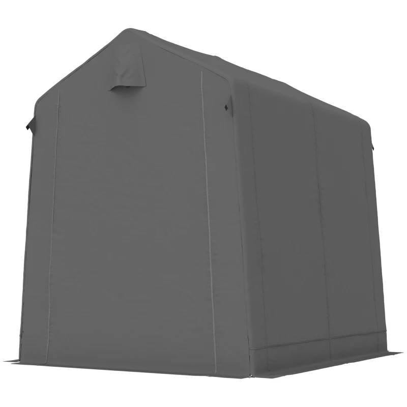 Outsunny 7.5' x 6.2' Portable Shed, Waterproof Bike Tent with Roll-up Zipper Door, Vent and Galvanised Metal Frame, Dark Grey