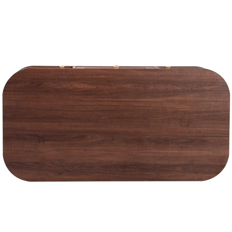 Rattan Coffee Table with Woven Drawers and Unique Sliding Cabinet Doors, Sliding Door Center table with Slatted Base, 43.5'' L x 21.5'' W x 15'' H, Wood