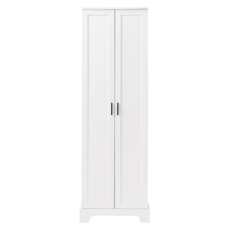 Multi-functional Storage Cabinet with Adjustable and Fixed Shelves, Tall Organizer Cabinet for Bathroom and Office, 23.5'' L x 17'' W x 71'' H, White