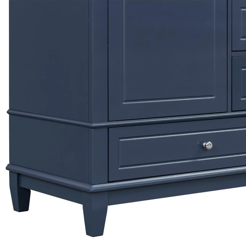 Stylish Bathroom Vanity with Easy-Clean Ceramic Sink and 3 Pre-Drilled Holes, Ideal Cabinet for Modern Bathrooms, 30" L x 18.5" W x 33.5" H, Blue