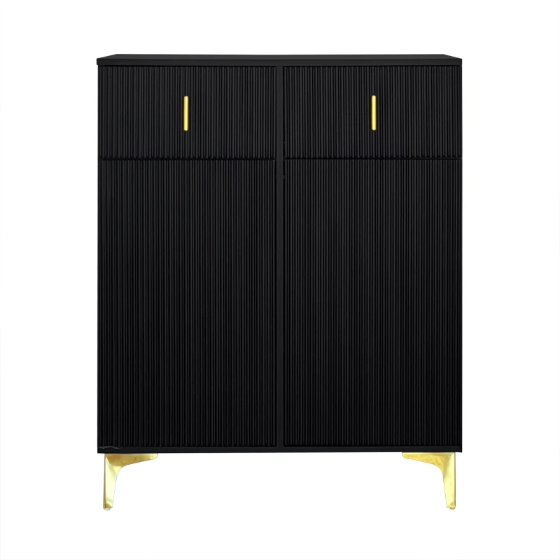 Functional Wardrobe Set with Multiple Compartments, Ideal Storage Unit for Hallways and Mudrooms, 21.5" L x 13.5" W x 68.5" H, Black