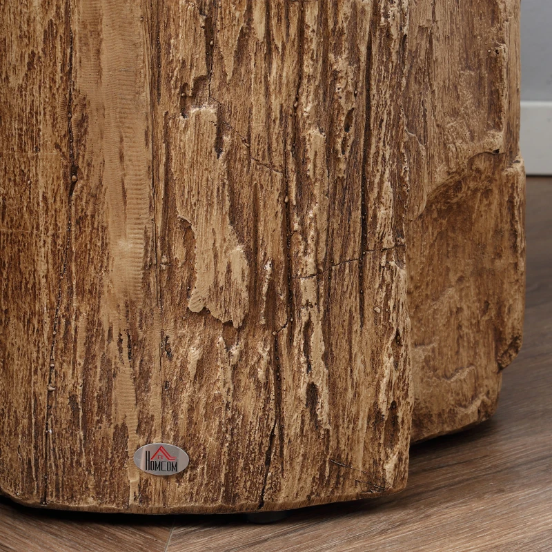HOMCOM Concrete End Table, Tree Stump Shape Side Table for Indoors and Outdoors, Set of 2, Natural
