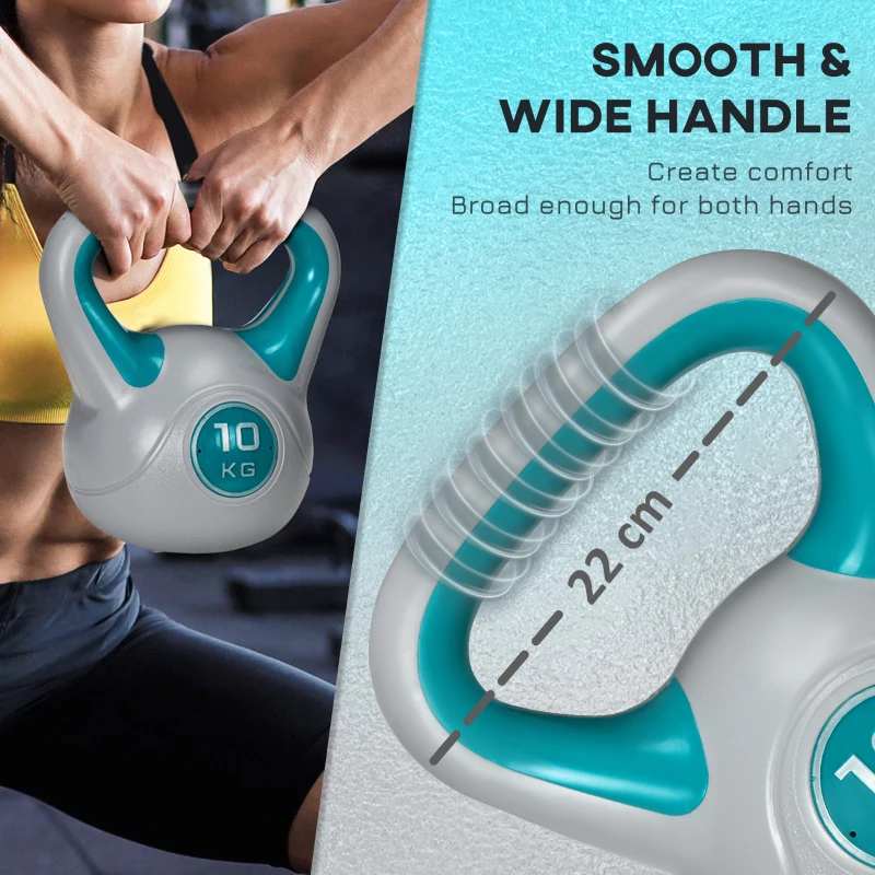 Soozier 22 lb Soft Kettlebell, Sand Filled Weight with Grip Handle, Solid Kettlebell Weight for Full Body Workout, Light Blue