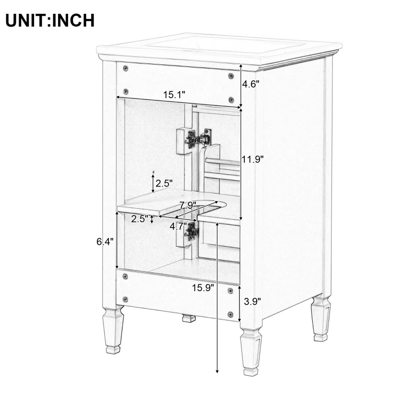 Functional Bathroom Vanity with Ceramic Sink and Tip-Out Top Drawer, Perfect Cabinet for Compact Bathrooms, 20" L x 18.5" W x 33.5" H, Green