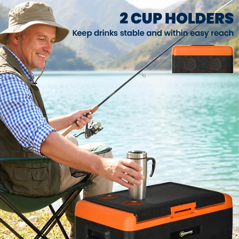 Outsunny 12 Volt Car Refrigerator, 32QT Car Fridge Electric Cooler, 12/24V DC and 100-240V AC, -4-68 ℉, Portable Refrigerator for Truck SUV Travel Camping Road Trips Tailgating