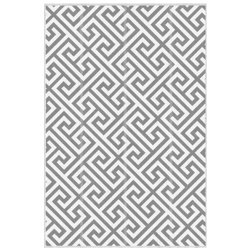 Outsunny Reversible Outdoor RV Rug, Patio Floor Mat, 5' x 8' Plastic Straw Rug for Backyard, Deck, Beach, Camping, Grey & White