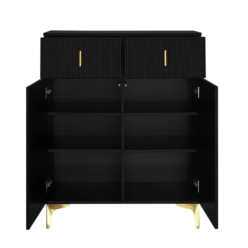 Elegant Sideboard with Push-To-Open Mechanism, Versatile Shoe Cabinet for Hallways and Entryways, 32.5" L x 13.5" W x 39.5" H, Black