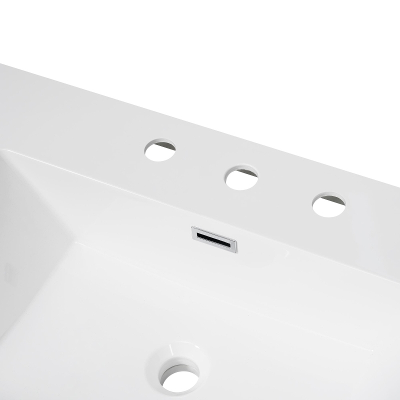 60-inch Resin Vanity Top with Undermount Rectangular Double Sinks, Undermount Sink Countertop with Built-In Overflow, 59'' L x 19.5'' W x 7'' H, White