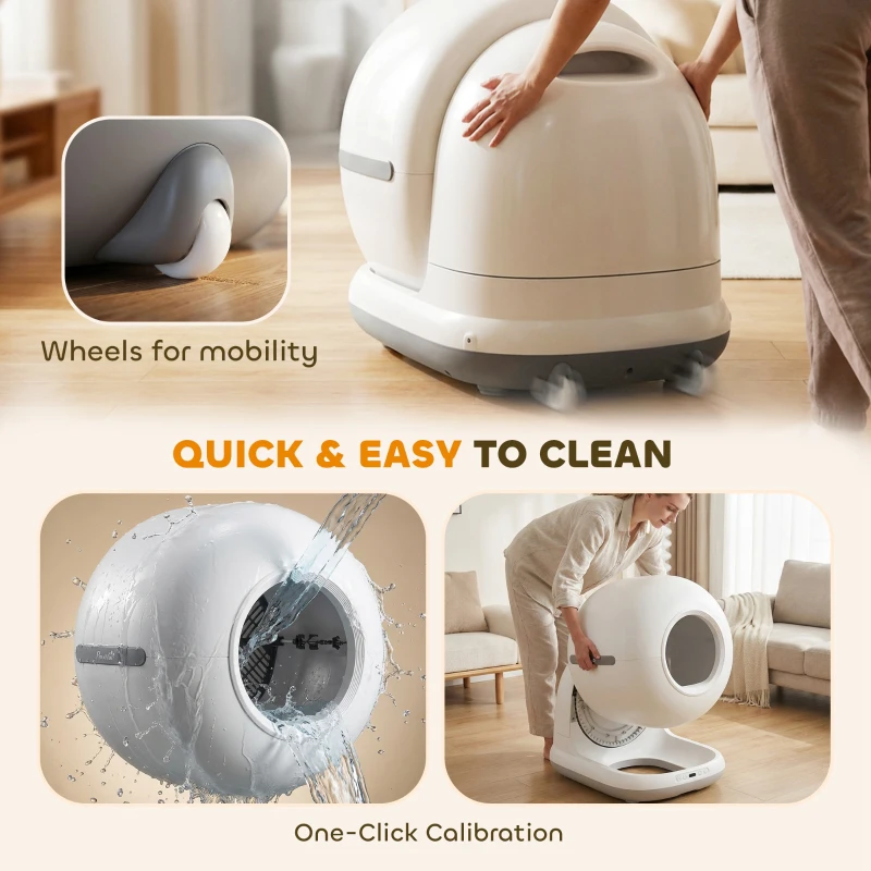PawHut 72L Automatic Litter Box, Self Cleaning Litter Box, App Control, Odor & Noise Control, Safety Sensors, Deodorant Gel