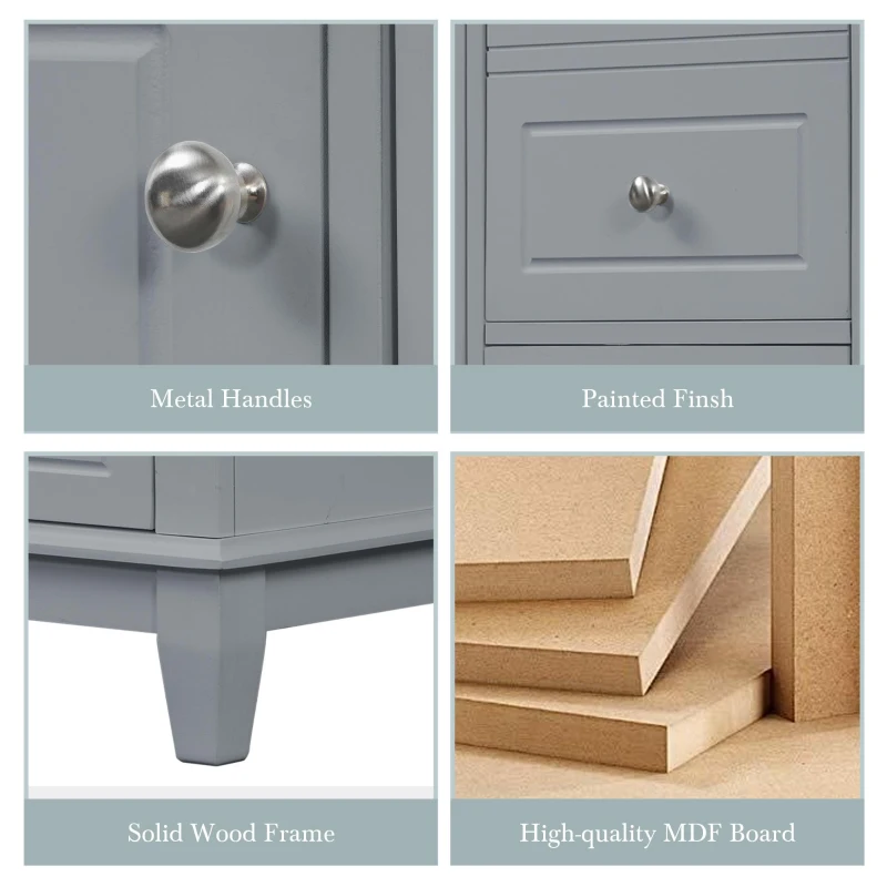 Spacious Bathroom Vanity with 3 Drawers and One-Door Cabinet, Freestanding Cabinet for Small Bathrooms, 36" L x 18.5" W x 33.5" H, Gray