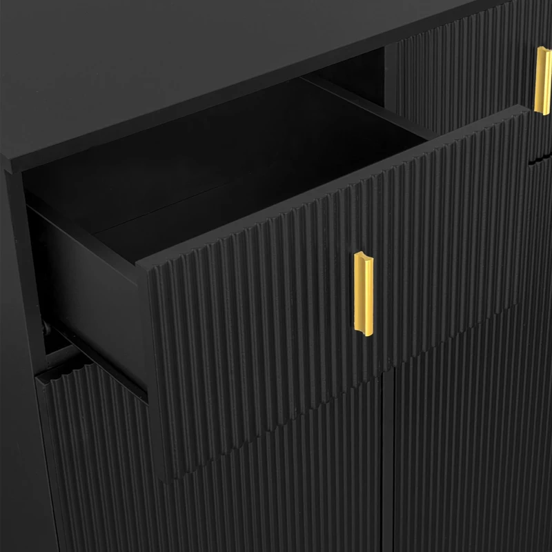 Elegant Sideboard with Push-To-Open Mechanism, Versatile Shoe Cabinet for Hallways and Entryways, 32.5" L x 13.5" W x 39.5" H, Black