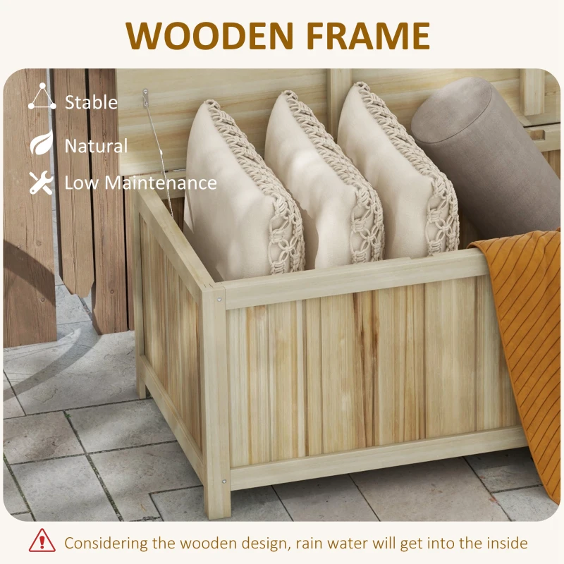 Outsunny 45 Gallon Wooden Storage Box patio Deck Box Bench, Garden Backyard Outdoor Storage Container, Natural
