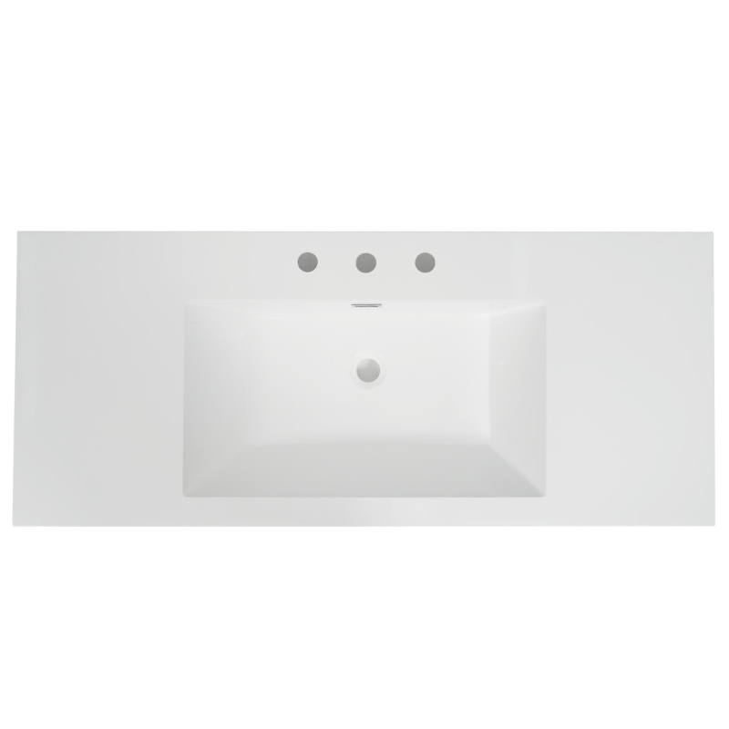 Resin Vanity Top with Integrated Basin, Pre-Drilled Sink Top with Built-In Overflow, 47'' L x 19.5'' W x 7'' H, White