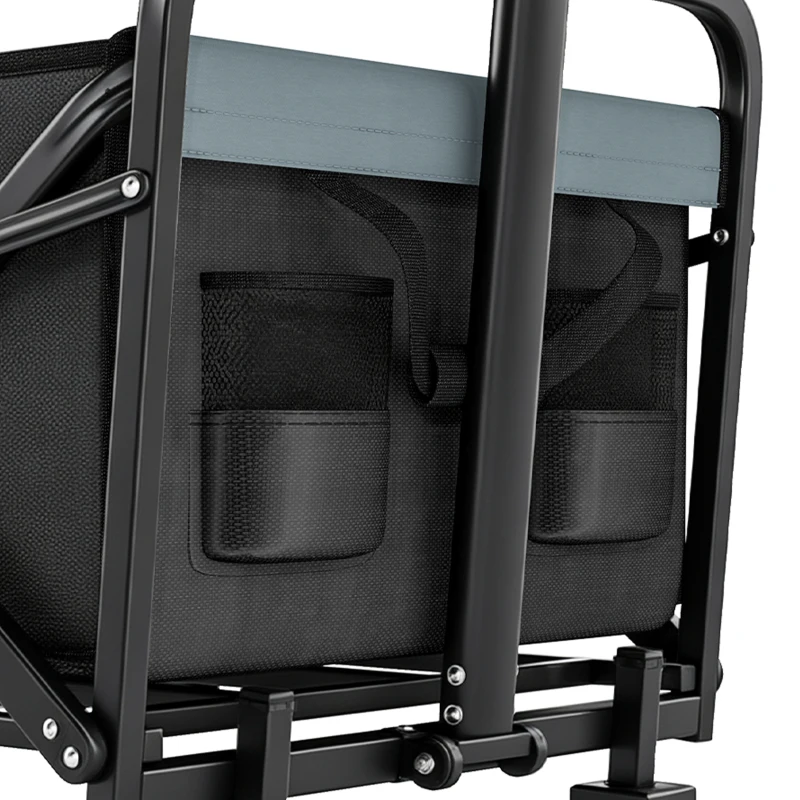 Outsunny Steel Frame Folding Garden Cart, Collapsible Wagon with Telescopic Handle and All-Terrain Wheels