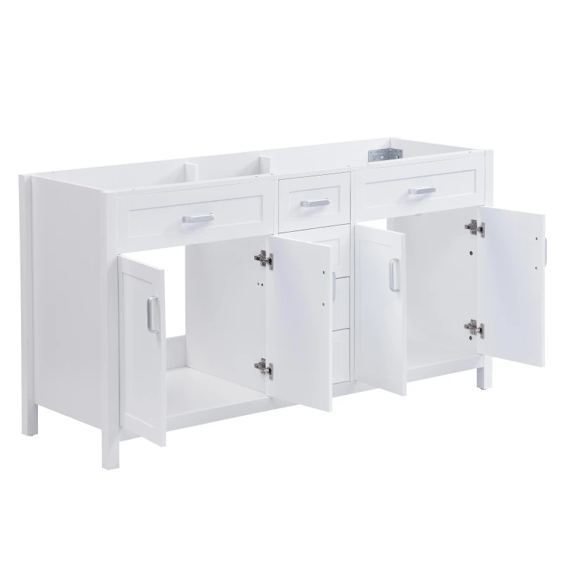 Bathroom Vanity Cabinet Base with 4 Drawers and 4 Doors, Soft Close Storage Cabinet for Traditional Décors, 58.5'' L x 19'' W x 31.5'' H, White