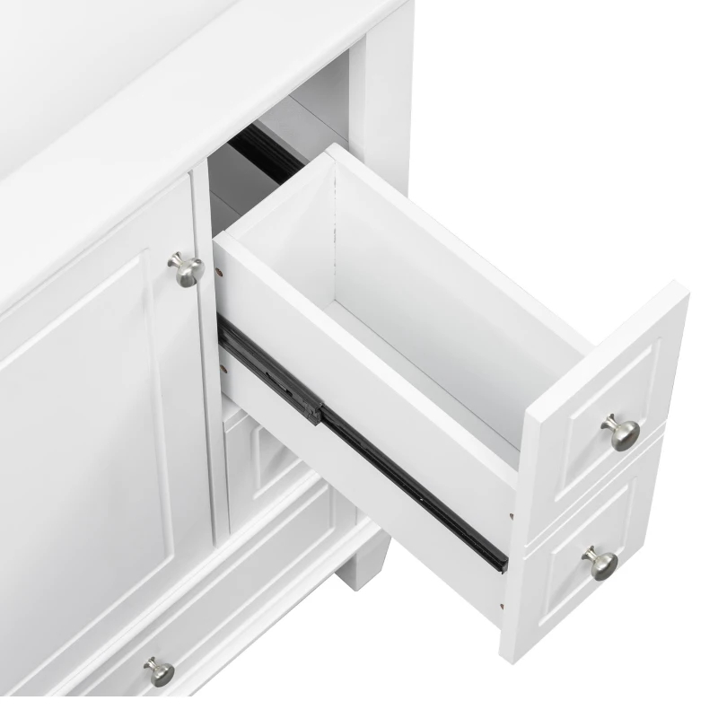Spacious Bathroom Vanity with 3 Drawers and One-Door Cabinet, Freestanding Cabinet for Small Bathrooms, 24" L x 18.5" W x 34" H, White