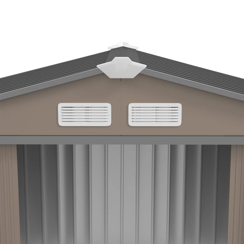 Outsunny 7' x 4' x 6' Garden Storage Shed Outdoor Patio Metal Tool Storage House w/ Foundation Kit and Double Doors Brown