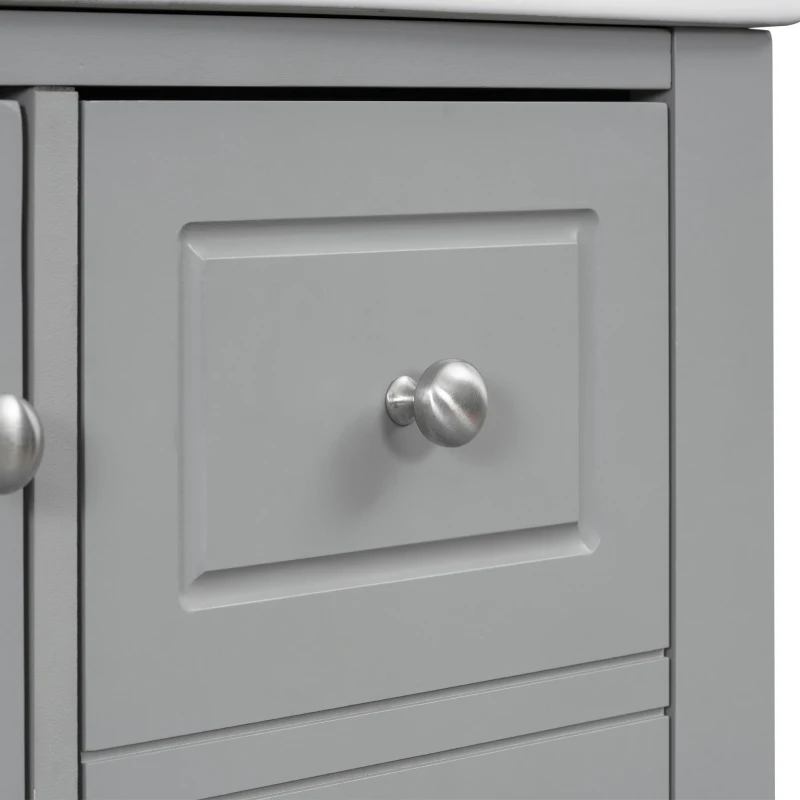 Stylish Bathroom Vanity with Easy-Clean Ceramic Sink and 3 Pre-Drilled Holes, Ideal Cabinet for Modern Bathrooms, 30" L x 18.5" W x 33.5" H, Gray