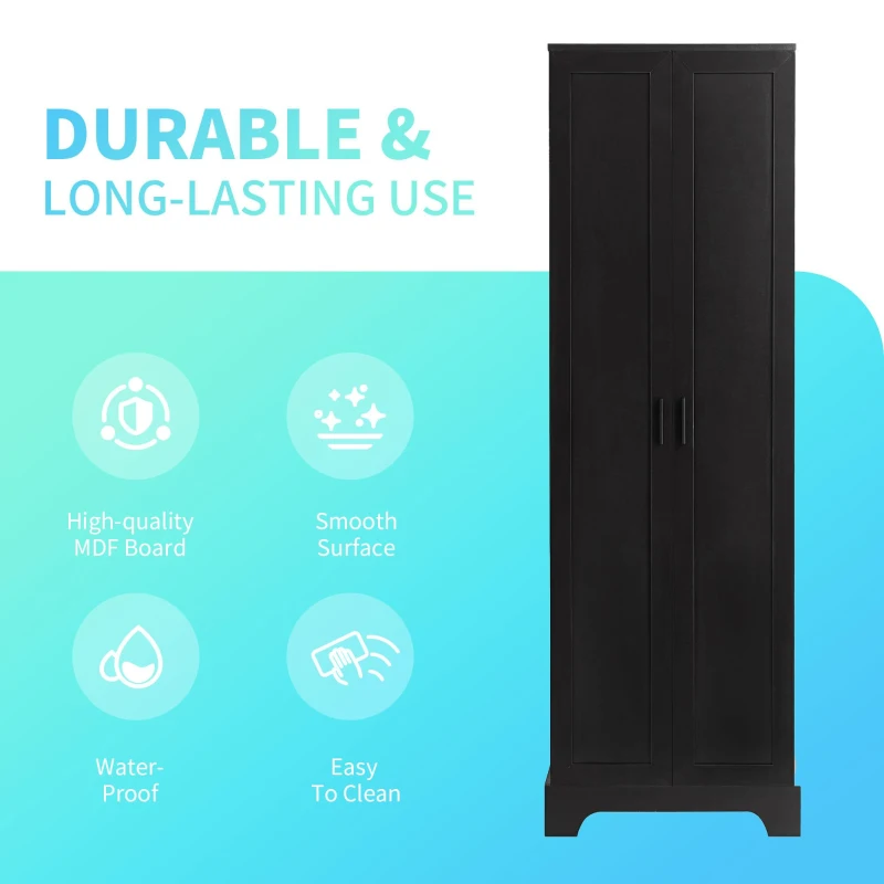 Stable Storage Cabinet with Anti-Tipping Device, Versatile Sideboard for Bathrooms and Dining Rooms, 23.5" L x 17" W x 71" H, Black