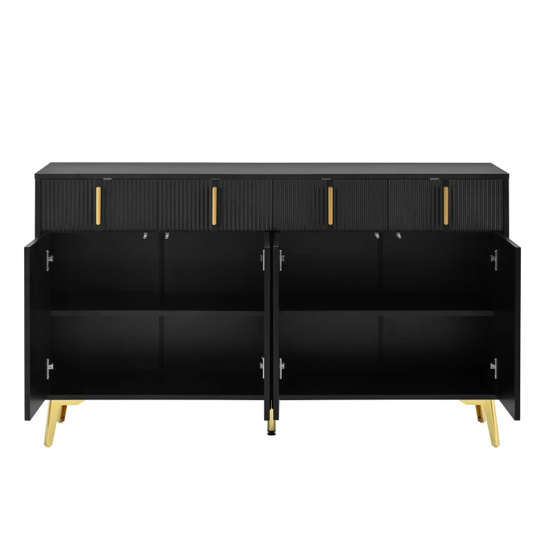 Spacious Sideboard with Adjustable Shelves, Versatile Storage Cabinet for Living and Dining Rooms, 47" L x 15" W x 32.5" H, Black